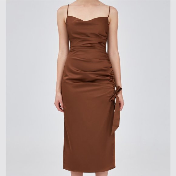 LAST 1 NWT Keepsake the Label Chocolate Midi Dress - Picture 1 of 6